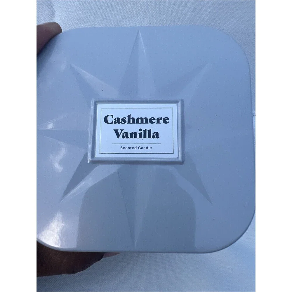 Threshold 3 wick lidded metal tin Candle‎ cashmere vanilla 12 oz
